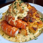 Creamy Garlic Lobster and Scallops