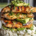 Honey Lime Chicken and Avocado Rice Stack