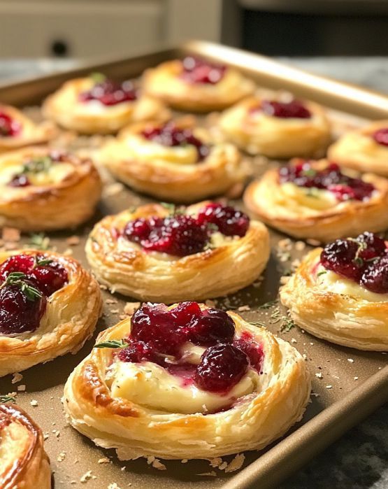 Cranberry Cream Cheese Puff Pastry Tarts