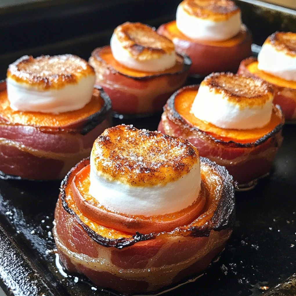 bacon-wrapped sweet potato and marshmallow