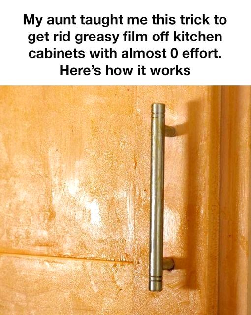 Removing greasy film from kitchen cabinets