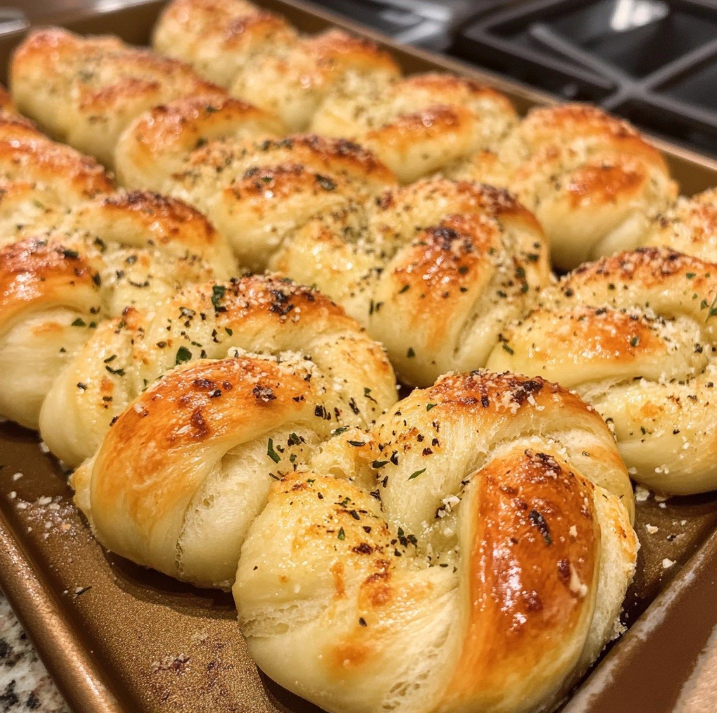 Garlic knots with herbs and Parmesan