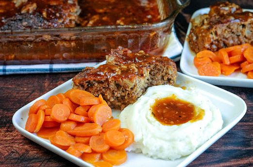 Meatloaf with a tomato beef sauce