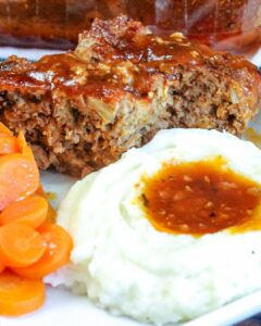 Meatloaf with a tomato beef sauce