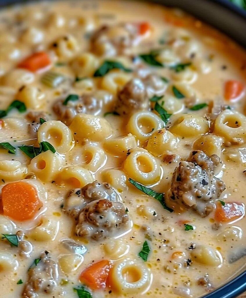 creamy Italian sausage and pasta soup