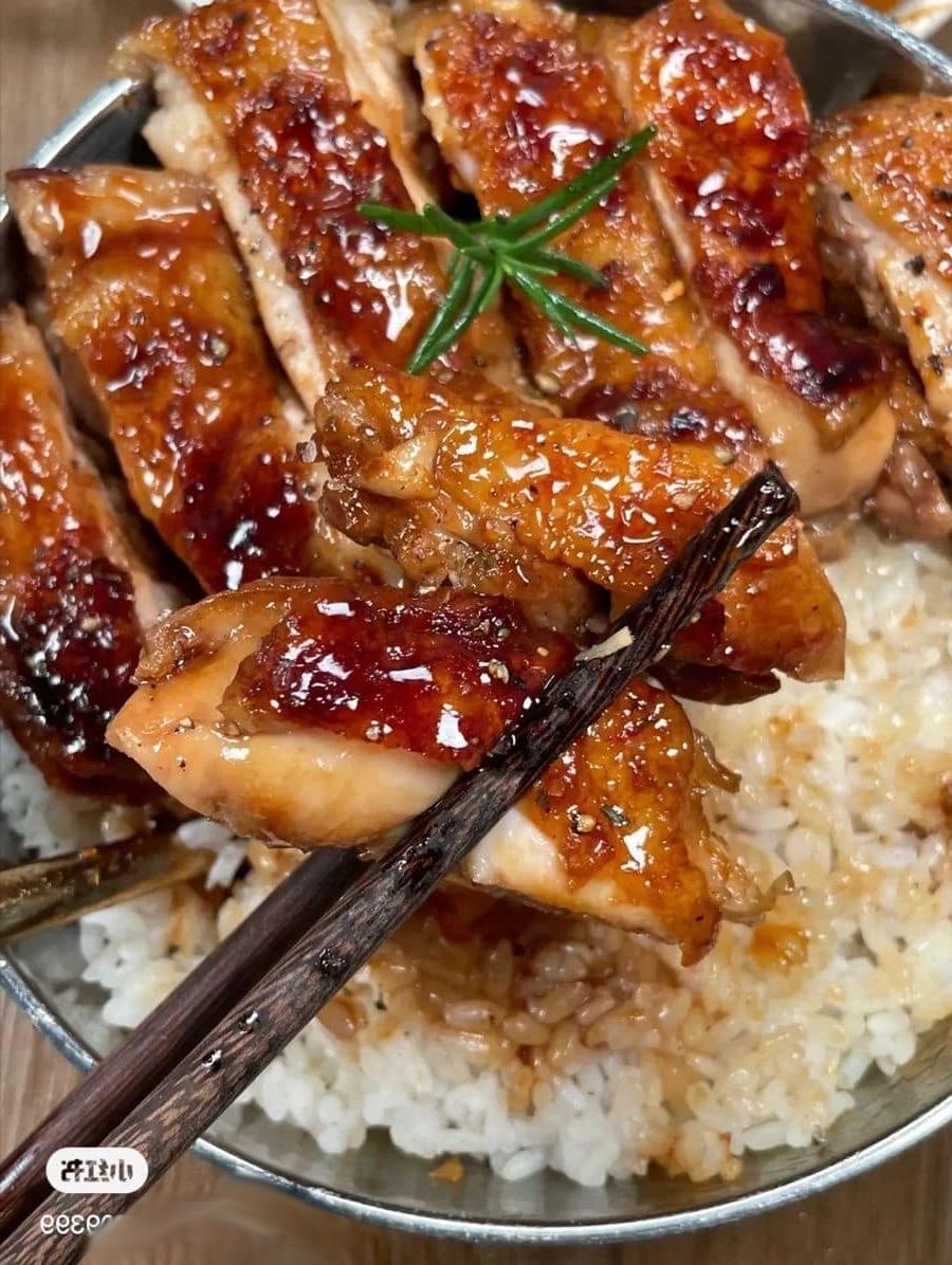 glazed chicken with rice