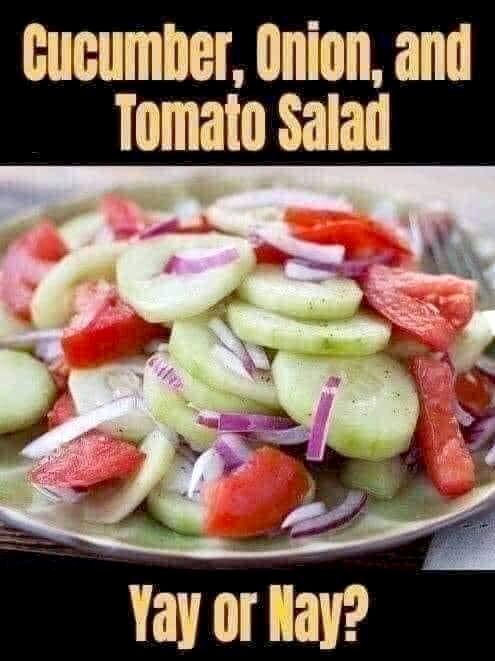 Cucumber, onion, and tomato salad