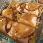 Pork chops with stuffing and gravy