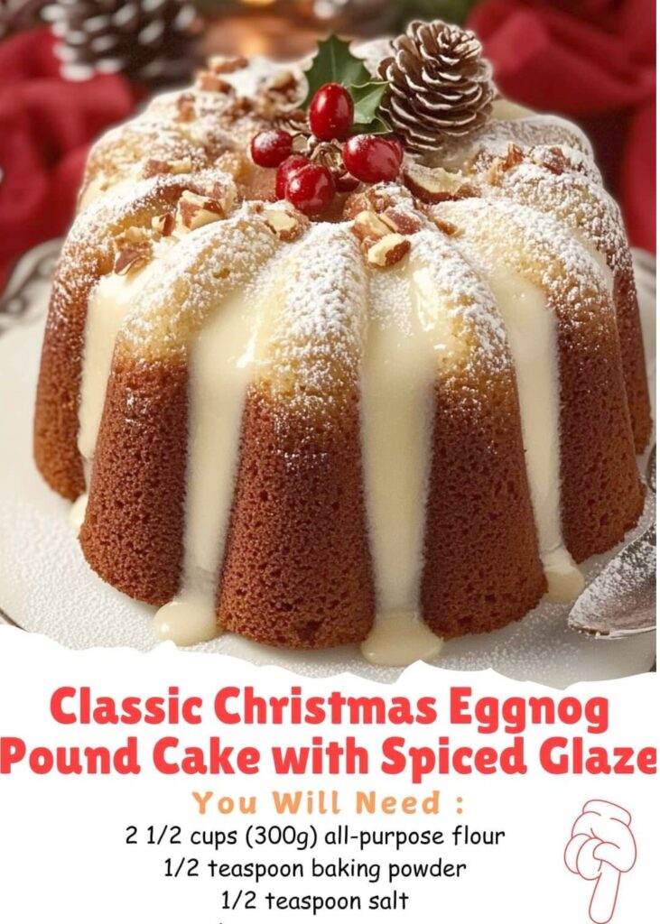 Classic Christmas Eggnog Pound Cake with Spiced Glaze