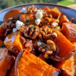 Roasted sweet potatoes with walnuts and goat cheese