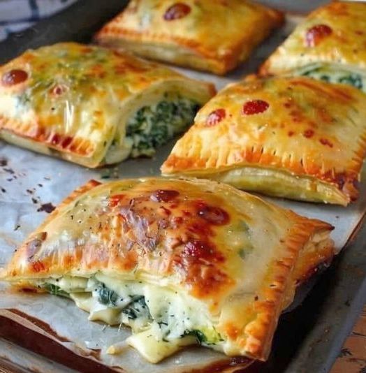 Cheesy Spinach Puff Pastry Parcels