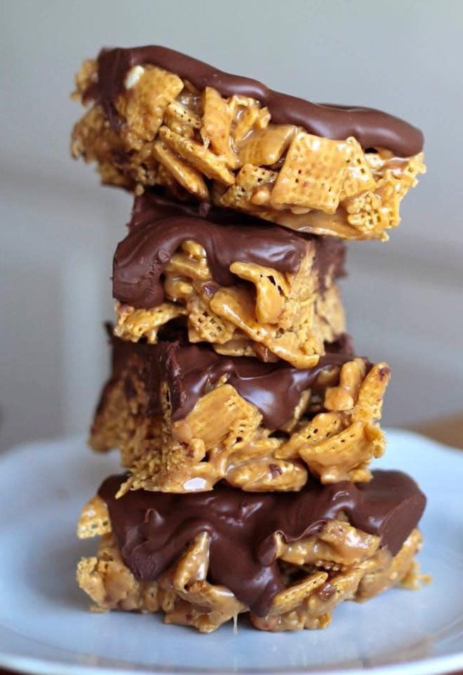 No-Bake Peanut Butter Chocolate Chex Bars