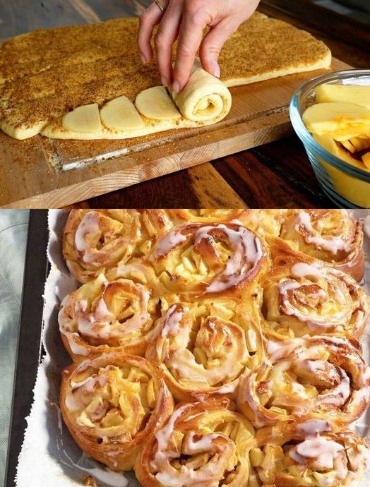 Apple Cinnamon Rolls with Icing