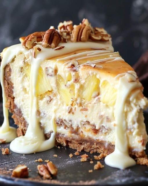 White Chocolate Pineapple Pecan Cheesecake