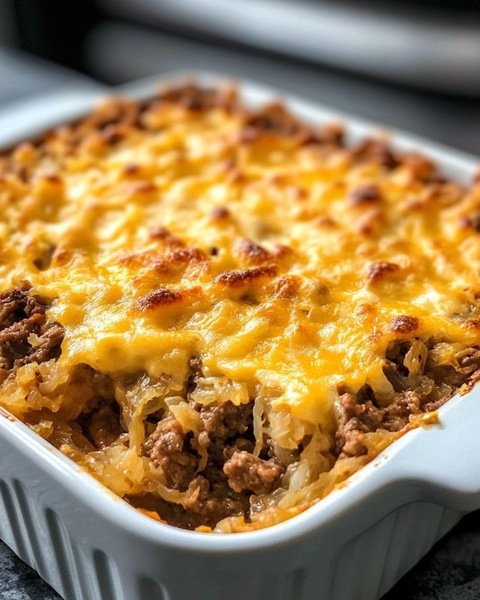 Ground Beef and Sauerkraut Casserole