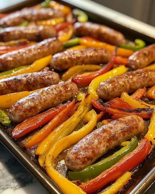 4-Ingredient Sheet Pan Sausage and Peppers