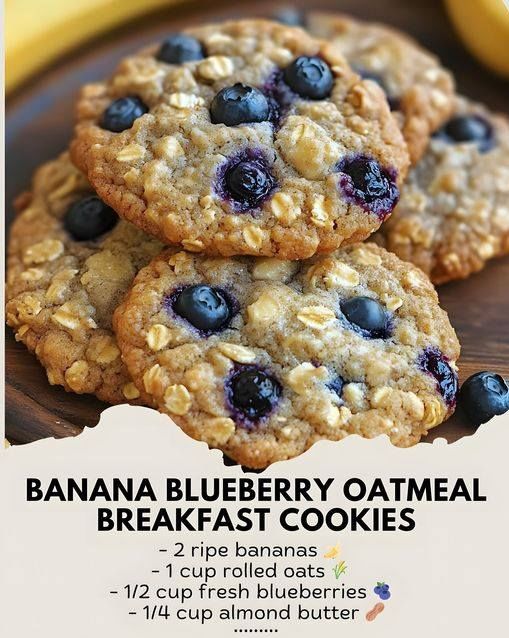 Banana Blueberry Oatmeal Breakfast Cookies