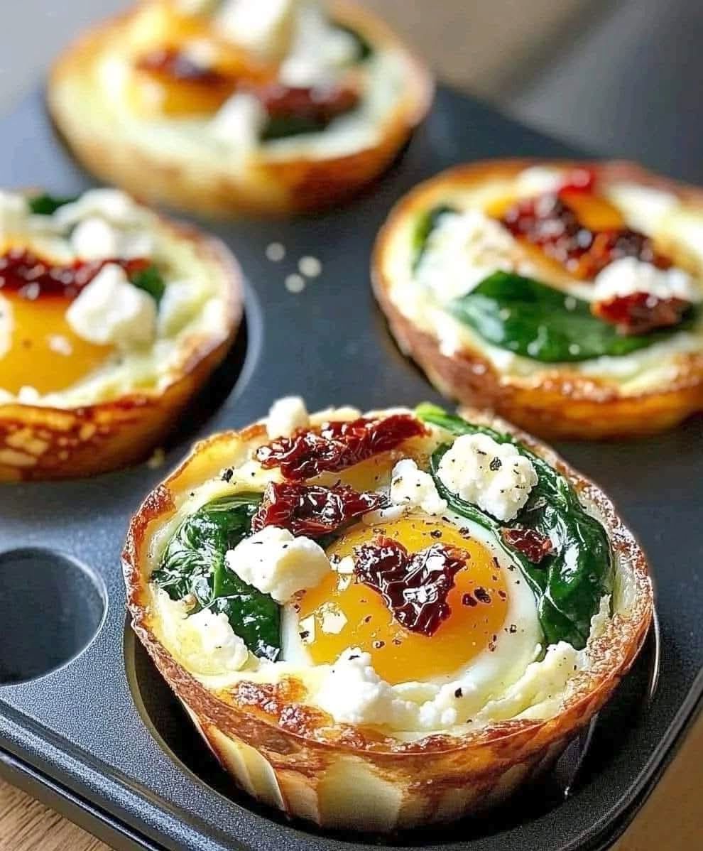 Spinach Feta and Sun-Dried Tomato Egg Muffin Cups