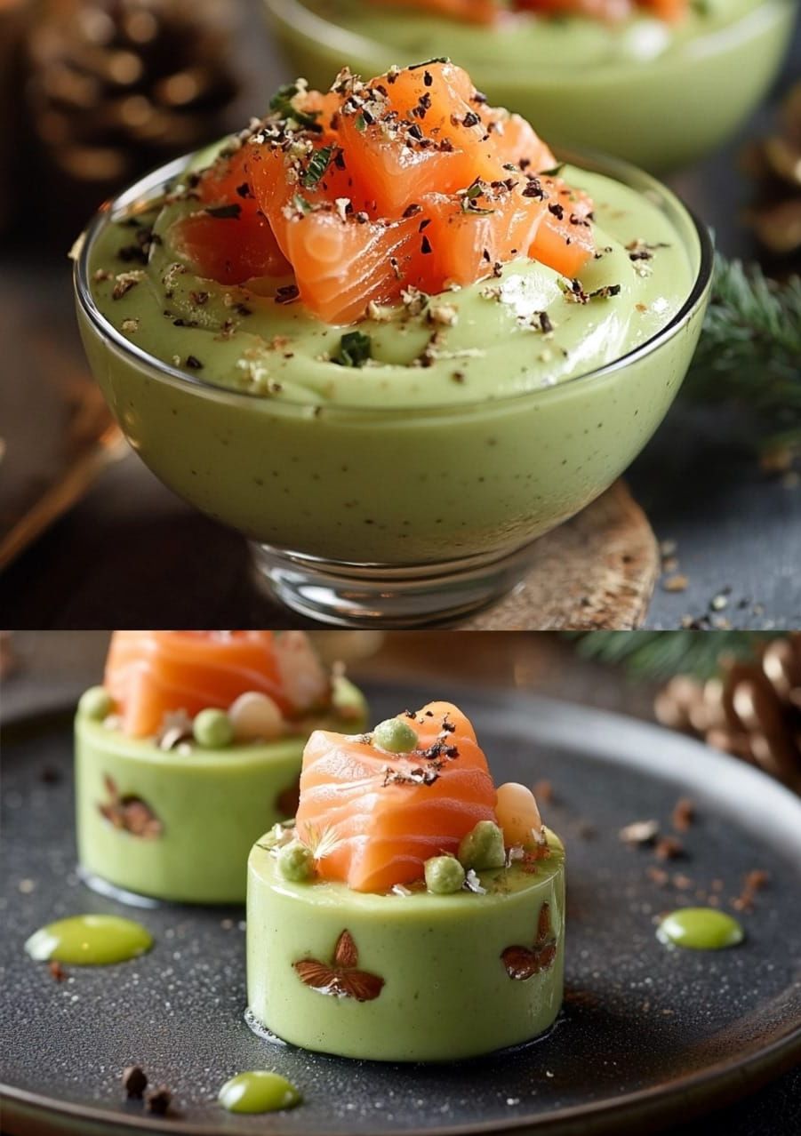 Christmas Mousse with Avocado and Smoked Salmon Recipe