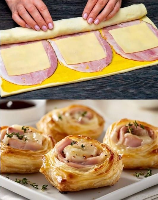 Ham and Cheese Puff Pastry Pinwheels