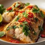 Steamed Fish with Spicy Lime and Garlic Sauce