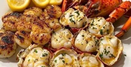 GARLIC BUTTER LOBSTER AND SCALLOPS