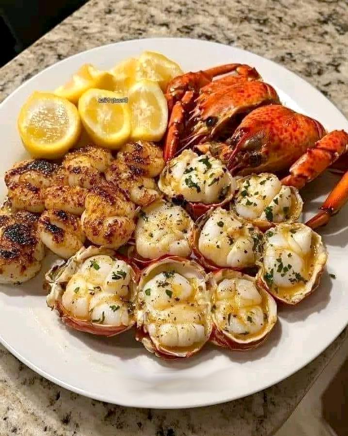 GARLIC BUTTER LOBSTER AND SCALLOPS