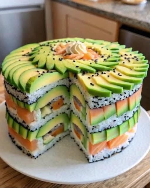 Avocado Sushi Cake