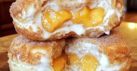 Classic Peach Cobbler Cheesecake Donuts