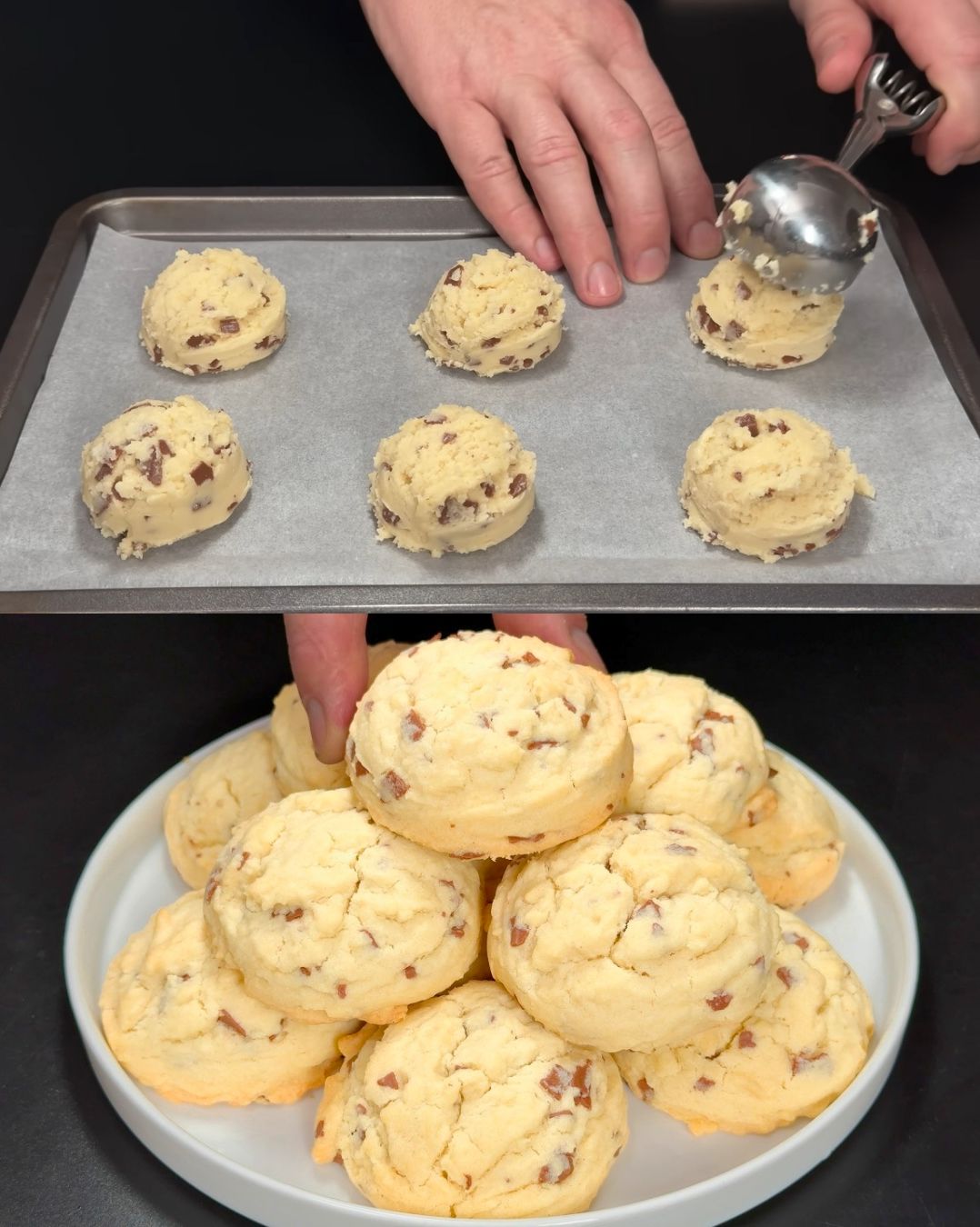 Soft-baked chocolate chip cookies