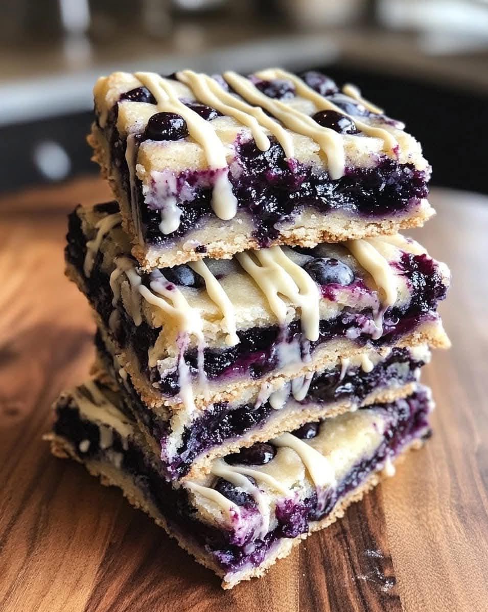 Blueberry Crumble Bars with Icing