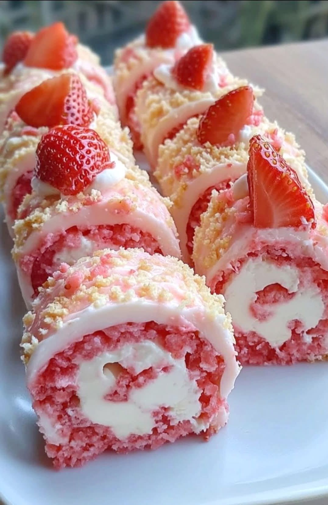 Sushi with strawberry shortcake 