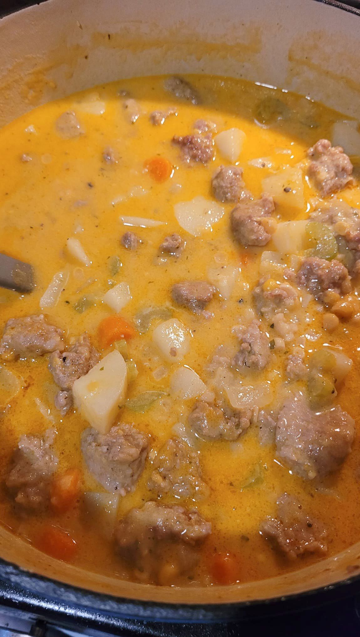 Cheesy sausage potato soup