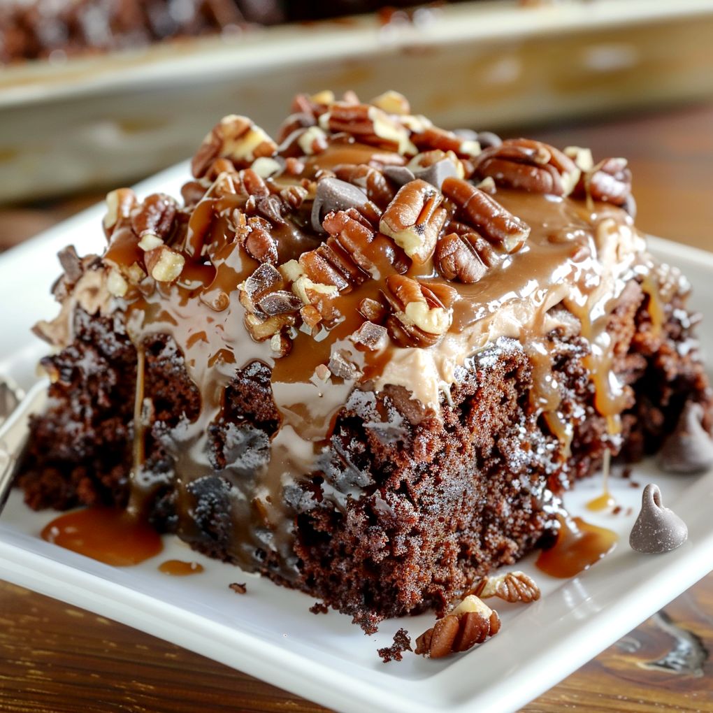 Chocolate Caramel Poke Cake