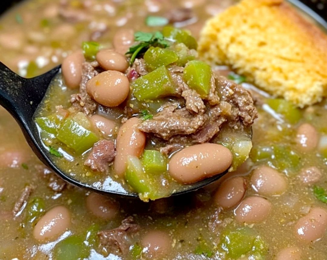 Slow Cooker Pinto Beans, Green Chile, and Beef