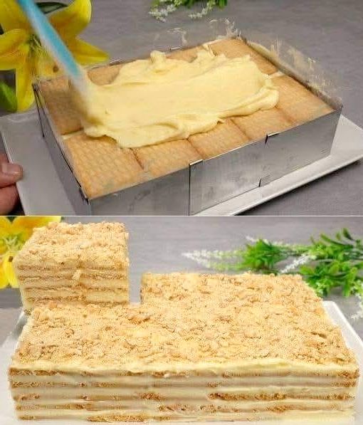 Layered Wafer Cake with Custard Cream