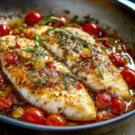 Pan-seared fish with tomatoes and herbs