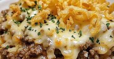 French Onion Ground Beef and Rice Casserole