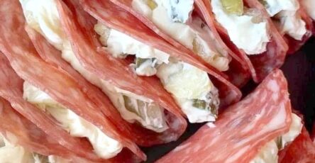 Salami, Cream Cheese, and Pickle Roll-Ups