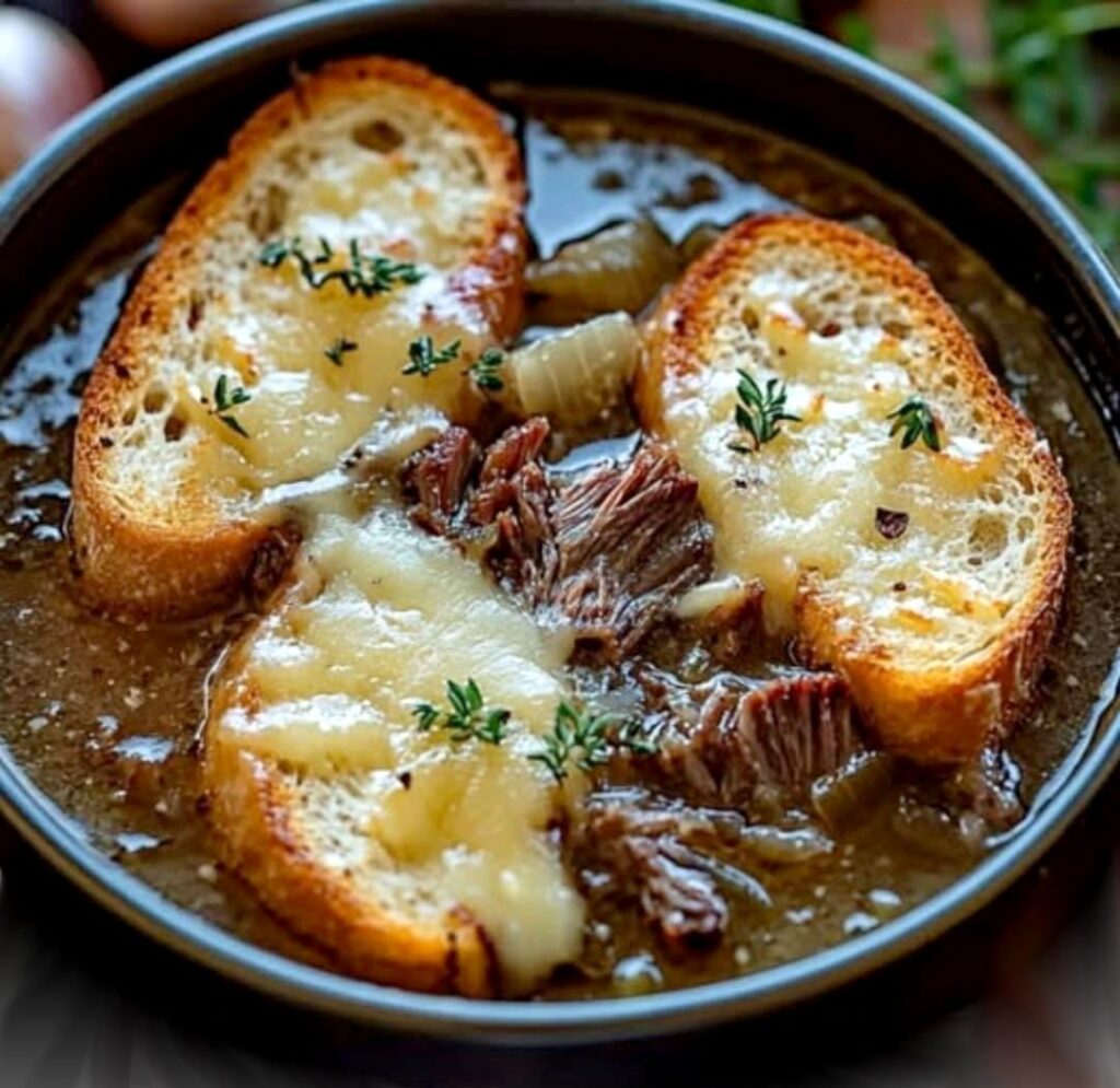 French Onion Short Rib Soup with Gruyère Toast