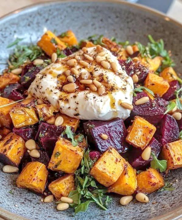 roasted butternut squash and beetroot salad