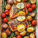 sheet pan salmon with potatoes and vegetables