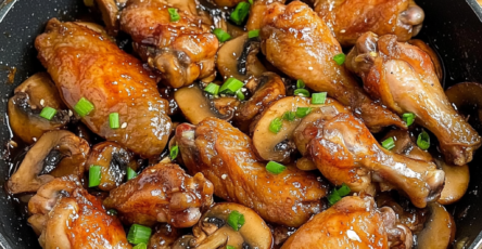 chicken wings with mushrooms