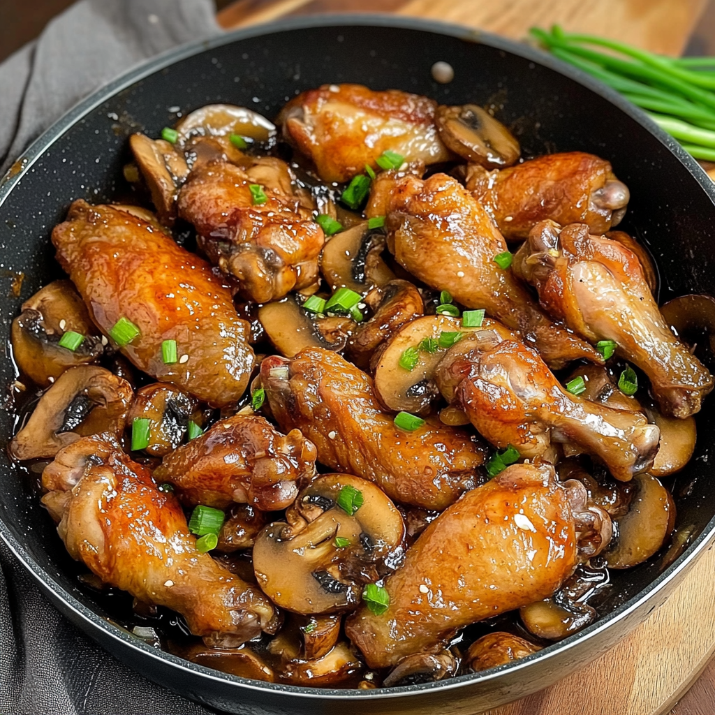 chicken wings with mushrooms