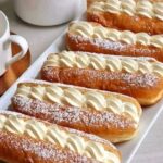 Homemade cream-filled doughnuts