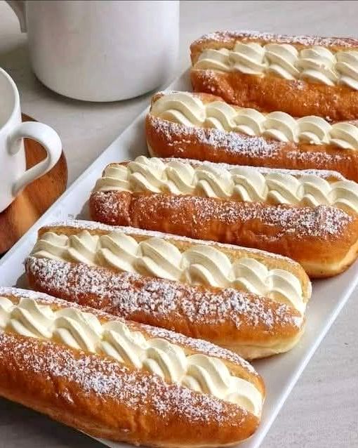 Homemade cream-filled doughnuts