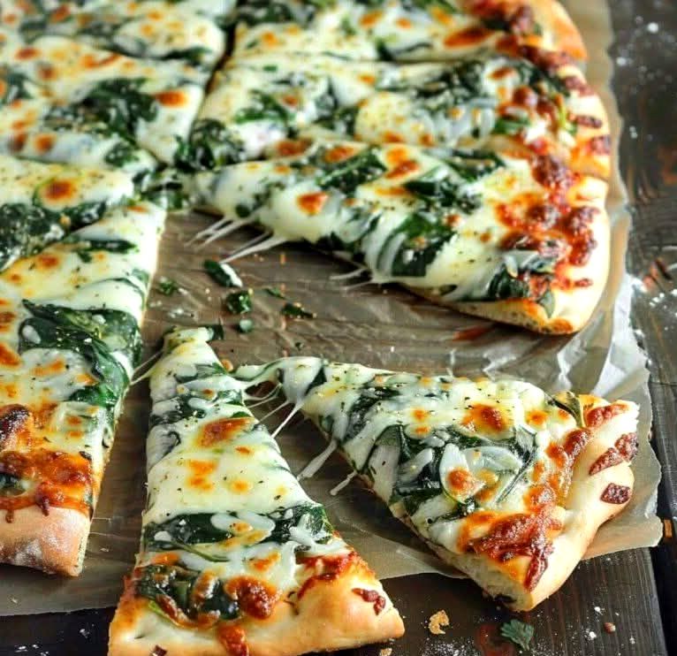 Greek Roasted Garlic Spinach White Pizza