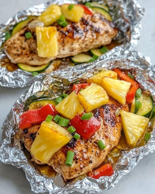 Teriyaki Chicken and Pineapple Foil Packets