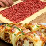 Savory Puff Pastry with Minced Meat and Cheese