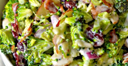 Creamy Broccoli Salad with Cranberries and Almonds